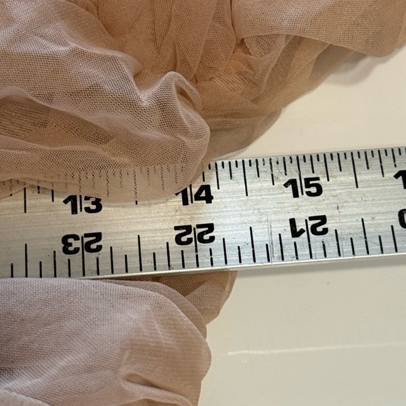 House of CB 'Fleur' Nude Beige Ruched Tulle Long Sleeve Mini Dress Size S - Picture 6 of 11